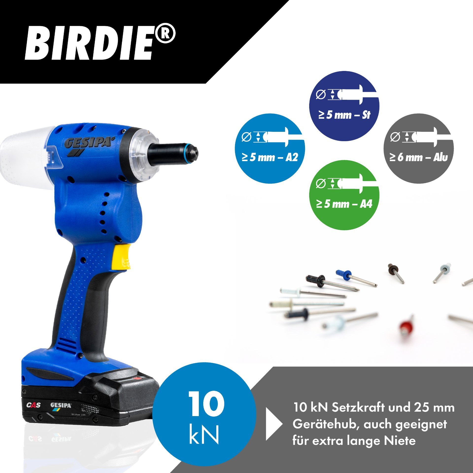 Gesipa Birdie mit 2x Akku 2,0 Ah und 1x Ladegerät in L-Boxx Produktbild img25 L