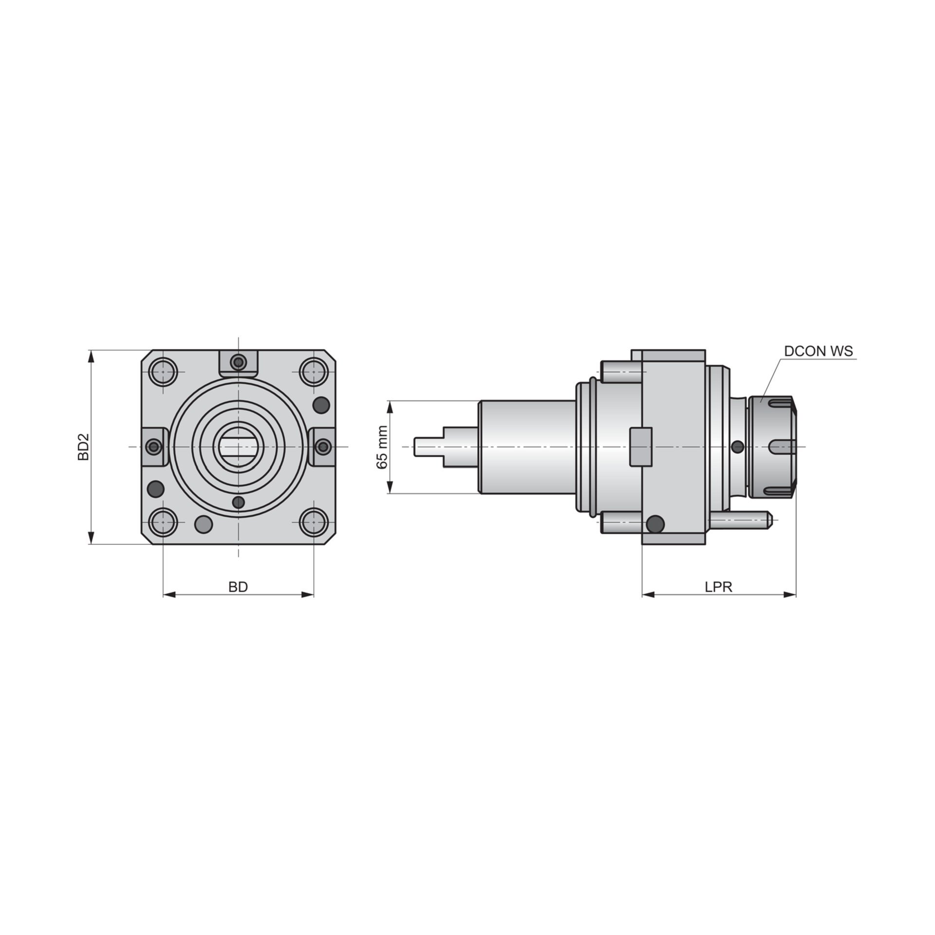Dormer Pramet HAAS BMT 65 - Axial Bohr- und Fräskopf für externe Kühlung BMT.65-AH.ER32.076 Produktbild img2 L