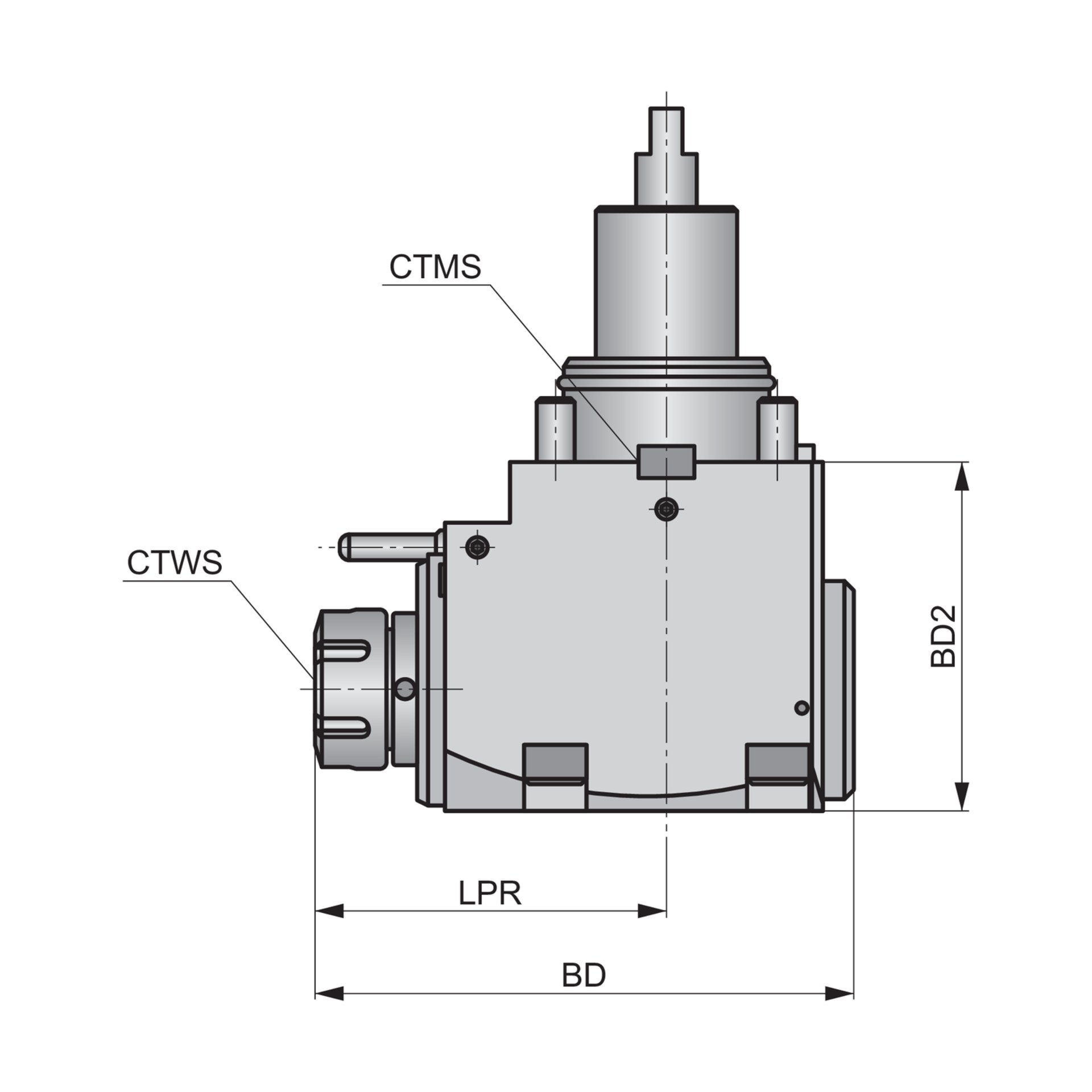 Dormer Pramet HAAS BMT 65 - Radial Bohr- und Fräskopf für externe Kühlung BMT.65-RH.ER32.072.IEC Produktbild img2 L