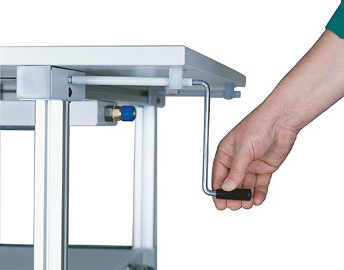 workergo Anbaugestell C-Fuß rechts, Tiefe 750, Getriebe für Kurbelverstellung und elektrische Höhenverstellung, Maße in mm (BxT): 1000 x 750 Produktbild img3 L