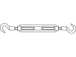 Reyher DIN 1480 Stahl SP-HH galvanisch verzinkt Spannschlösser geschmiedet, offene Form, mit 2 Haken Produktbild img2 L