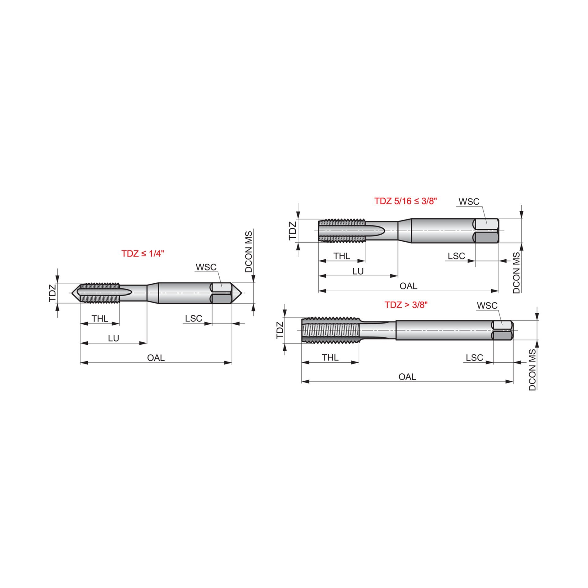 Set mit 3 Handgewindebohrern mit gerader Nut, ISO-Norm, E559NO6(UNC) Produktbild img2 L