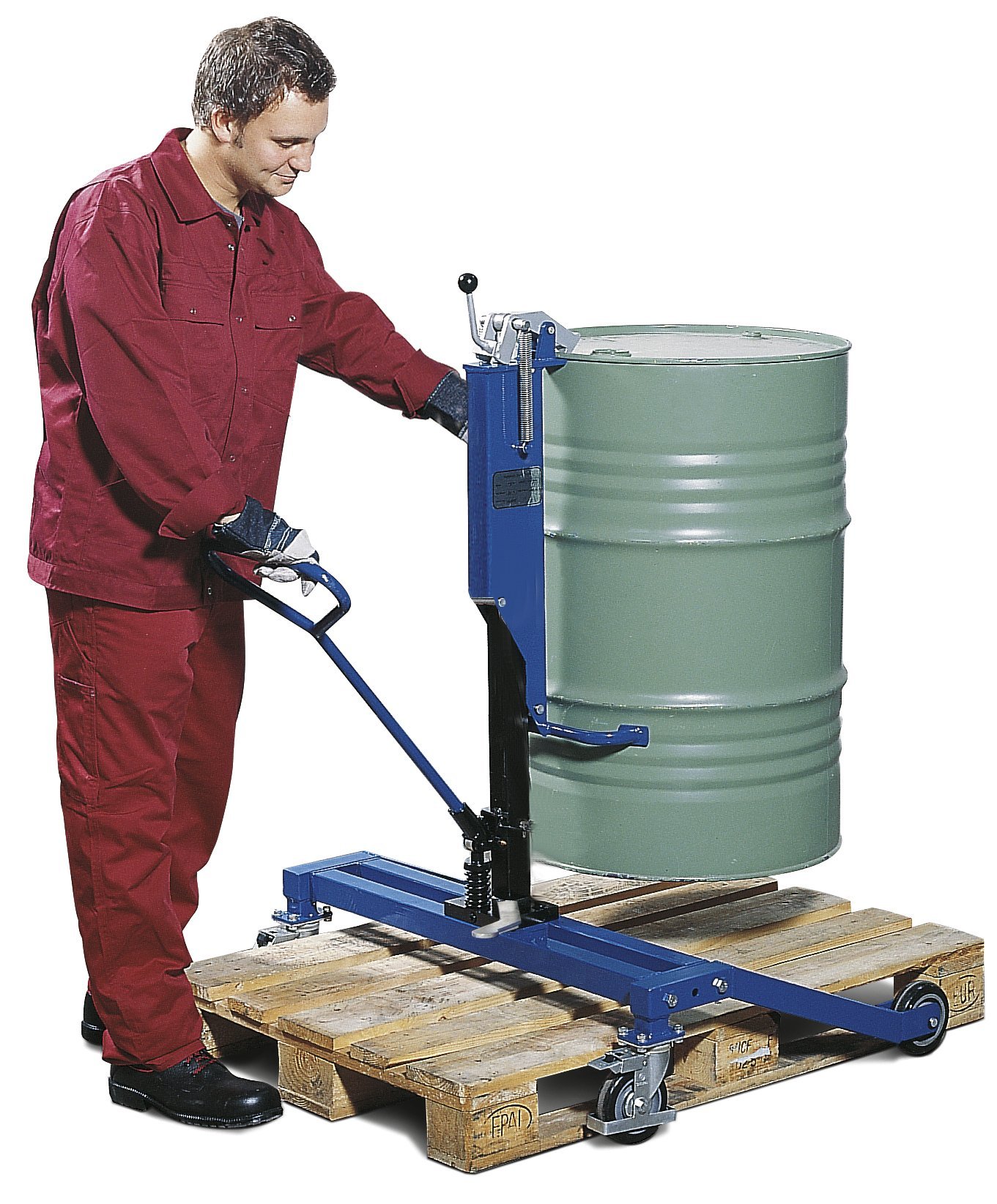 asecos Fasslifter, pulverbeschichteter Stahl Enzianblau RAL 5010, Maße 980x810x1180 mm Produktbild img1 L