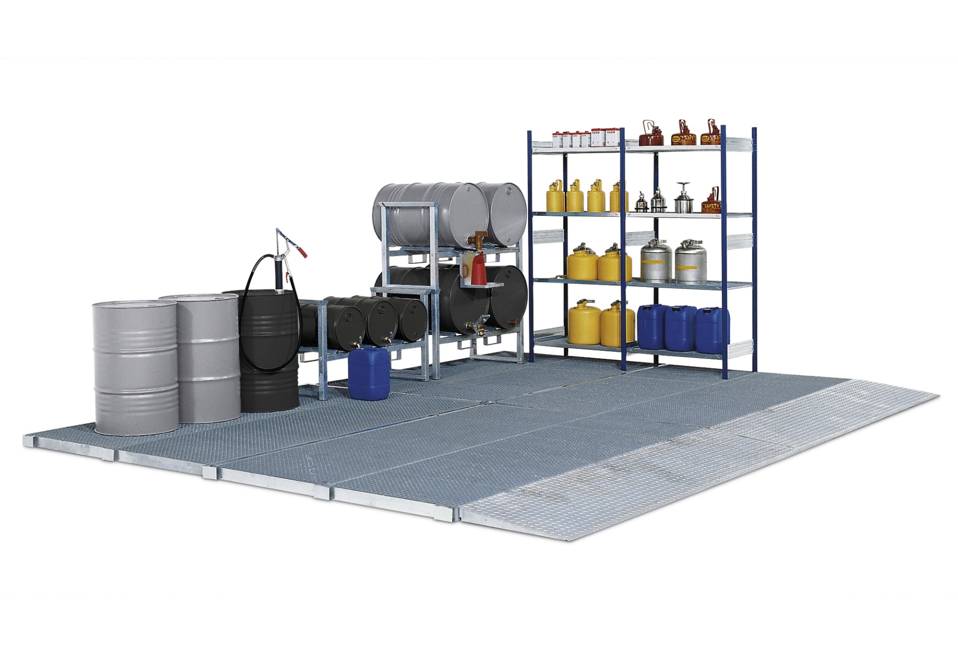 Bodenelement mit verzinktem Gitterrost, verzinkter Stahl, Maße 2862x1862x78 mm Produktbild img1 L