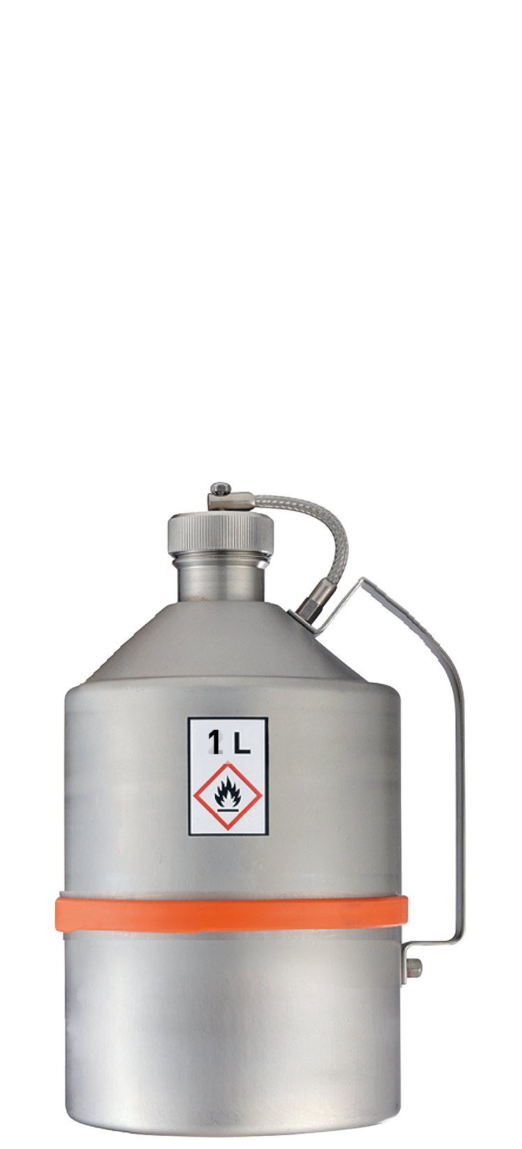 asecos Transportkanne, polierter Edelstahl 1.4571, Inhalt 1,00Liter, Maße 110x110x235 mm Produktbild img1 L