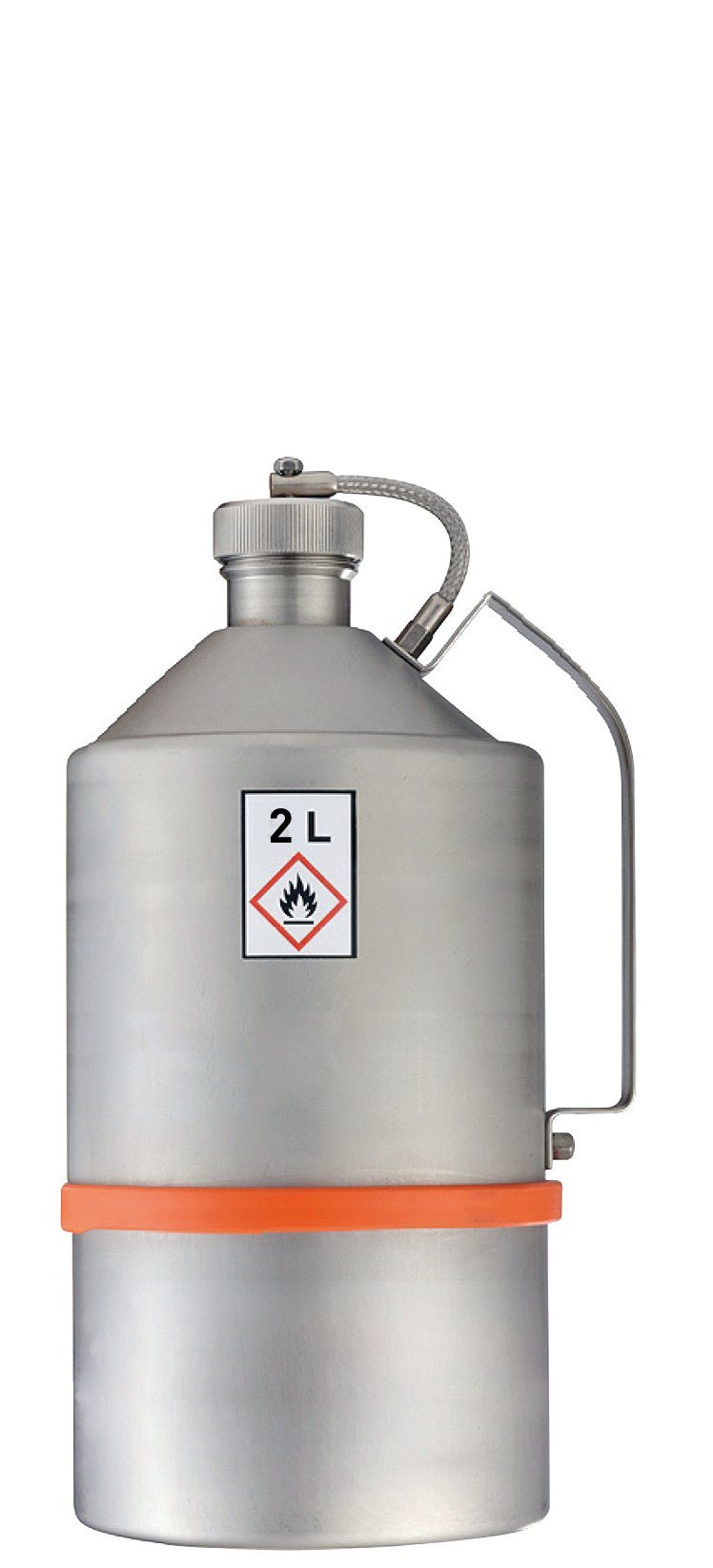 asecos Transportkanne, polierter Edelstahl 1.4571, Inhalt 2,00Liter, Maße 130x130x295 mm Produktbild img1 L