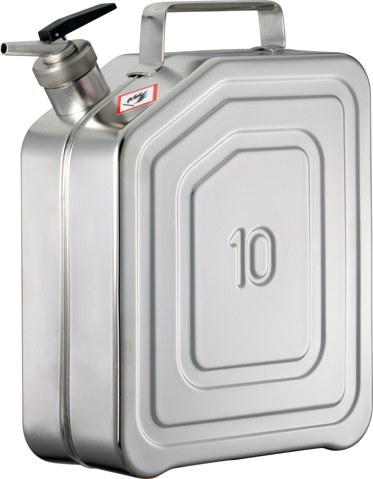 asecos Sicherheitskanister, matter Edelstahl 1.4571, Inhalt 10,00Liter, Maße 130x280x380 mm Produktbild img1 L
