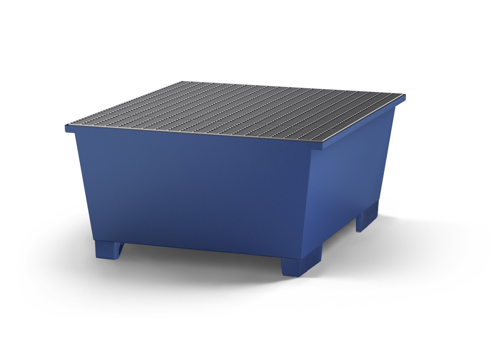 asecos KTC/IBC-Station mit verzinktem Gitterrost, pulverbeschichteter Stahl Blau, für 1 x 1000-L-IBC, Maße 1350x1650x710 mm Produktbild img1 L