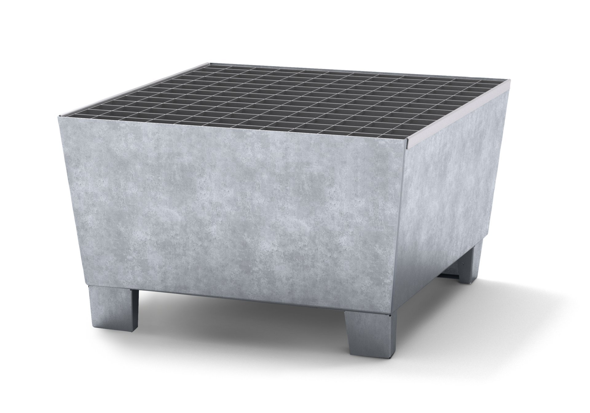 asecos Auffangwanne mit verzinktem Gitterrost, verzinkter Stahl, für 1 x 200-L-Fass + Kleingebinde, Maße 815x885x473 mm Produktbild img1 L