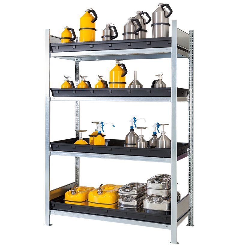 Gefahrstoffregal (Grundregal) RSW 1364, verzinkter Stahl, Maße 1360x637x2000 mm Produktbild img1 L