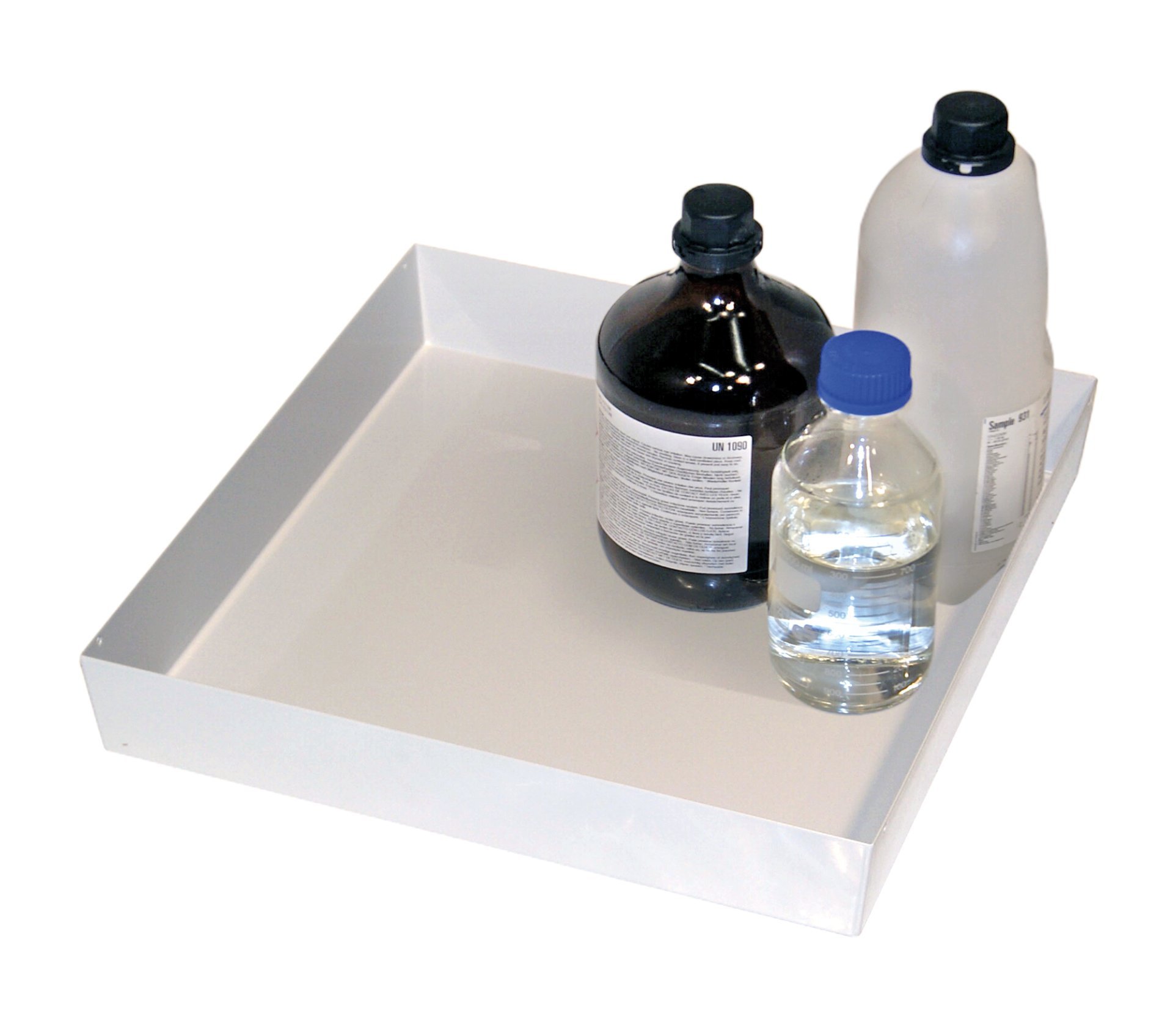 asecos Wannenboden Standard für für Sicherheitsschränke Q90/S90, pulverbeschichtetes Stahlblech Lichtgrau RAL 7035, Maße 442x457x70 mm Produktbild img1 L