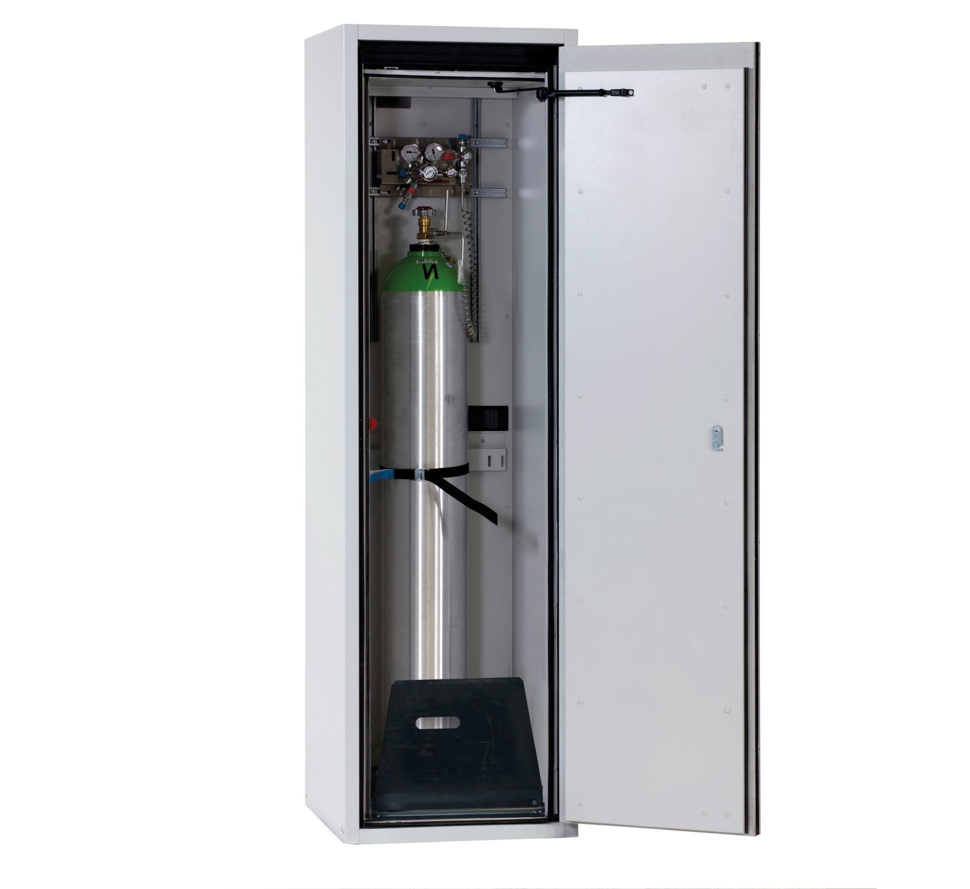 asecos Druckgasflaschenschrank G90.205.060.R in Lichtgrau, Flügeltür, 1x Standardinneneinrichtung Druckgasflaschen (Stahlblech) Produktbild img1 L