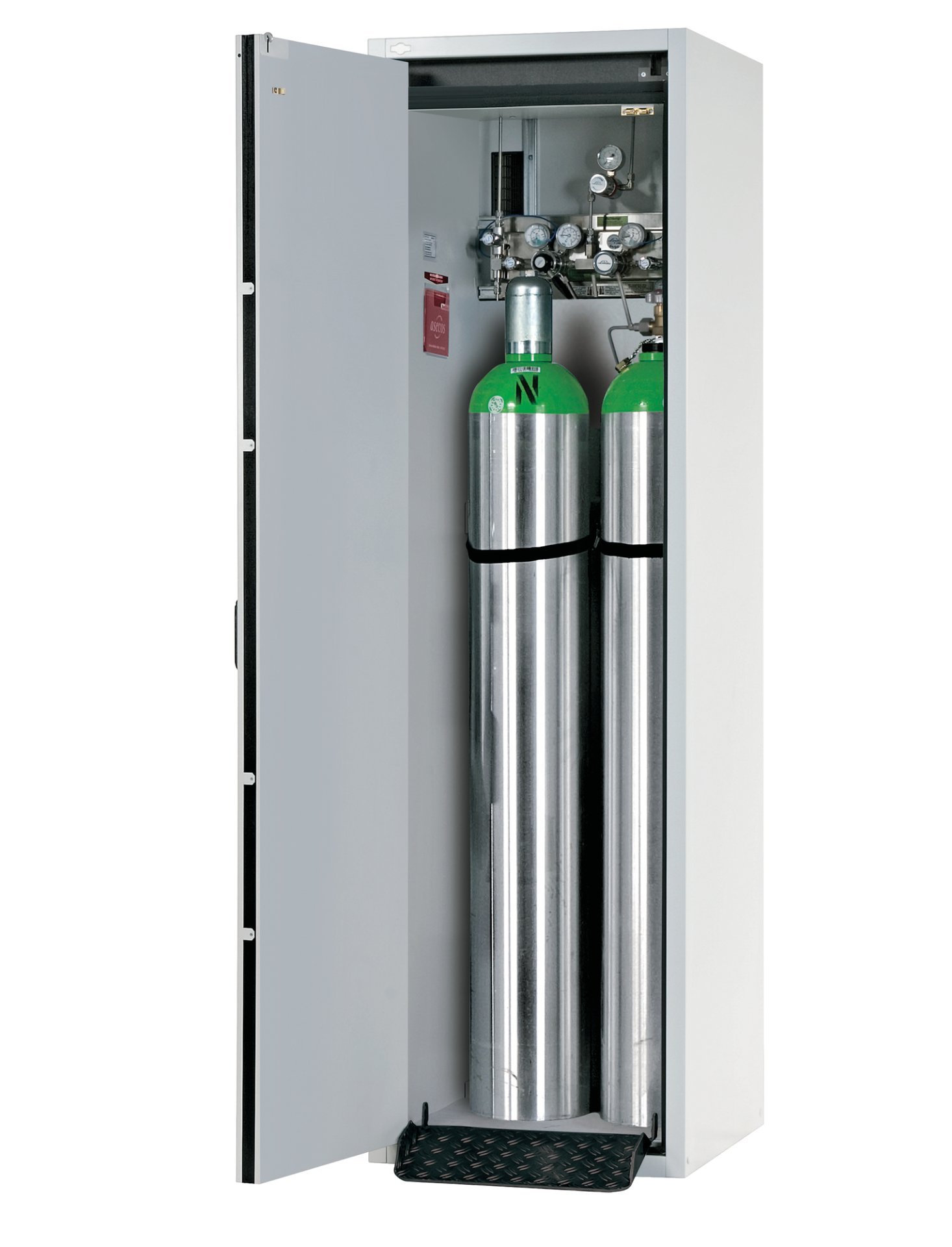asecos Druckgasflaschenschrank G30.205.060 in Lichtgrau, Flügeltür, 1x Standardinneneinrichtung Druckgasflaschen (Stahlblech) Produktbild img1 L