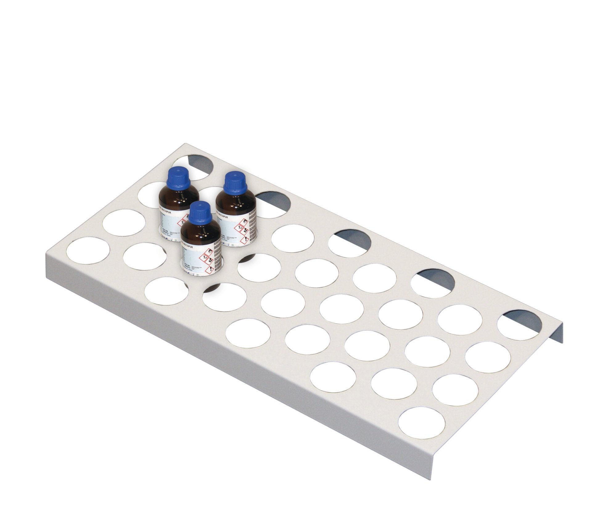 asecos Flaschengestell für für Sicherheitsschränke UB90/UB30, pulverbeschichtetes Stahlblech Lichtgrau RAL 7035, Breite 590, 1100 u.1400 mm Produktbild img1 L