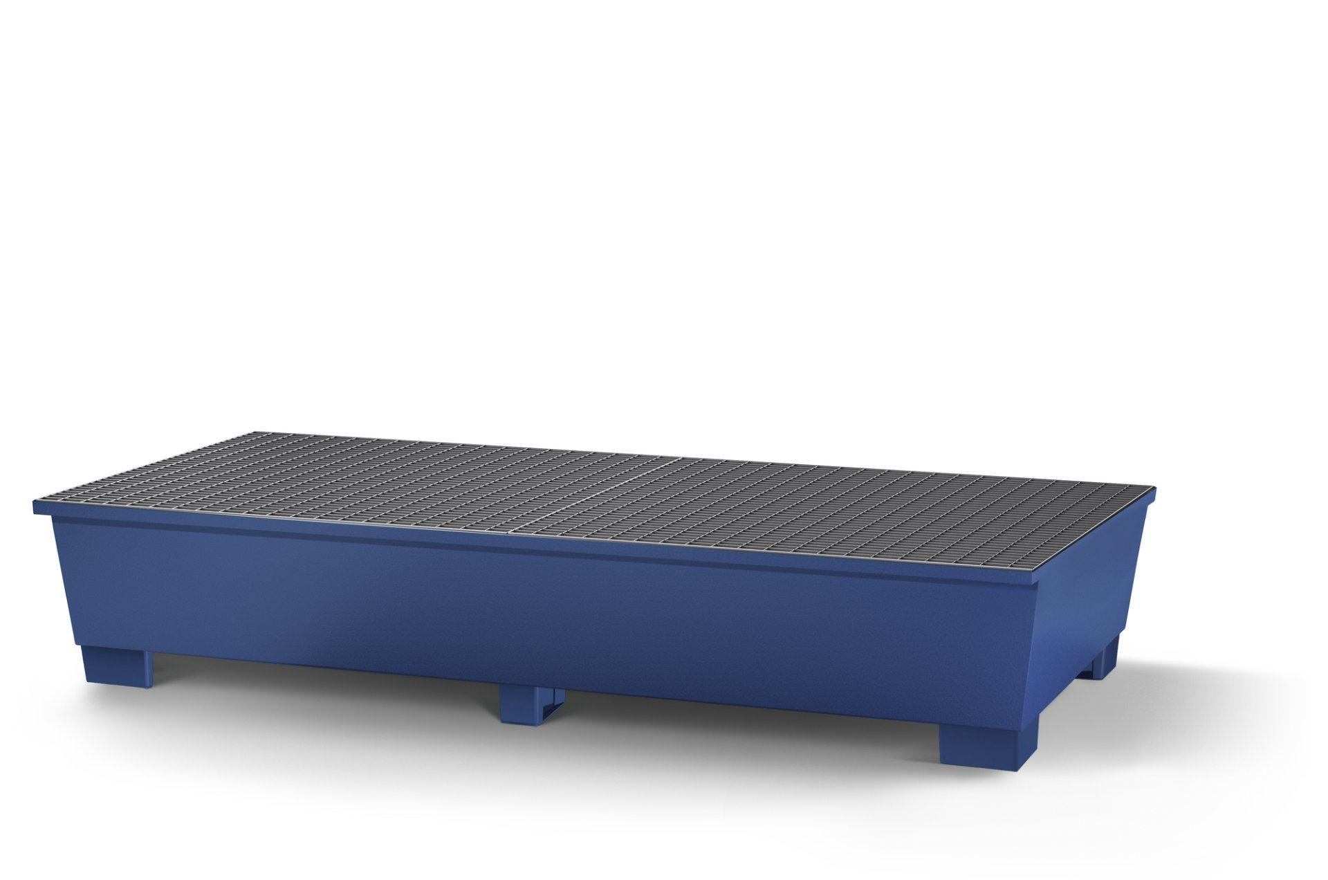 asecos KTC/IBC-Station mit verzinktem Gitterrost, pulverbeschichteter Stahl Blau, für 2 x 1000-L-IBC, Maße 2200x1300x590 mm Produktbild img1 L