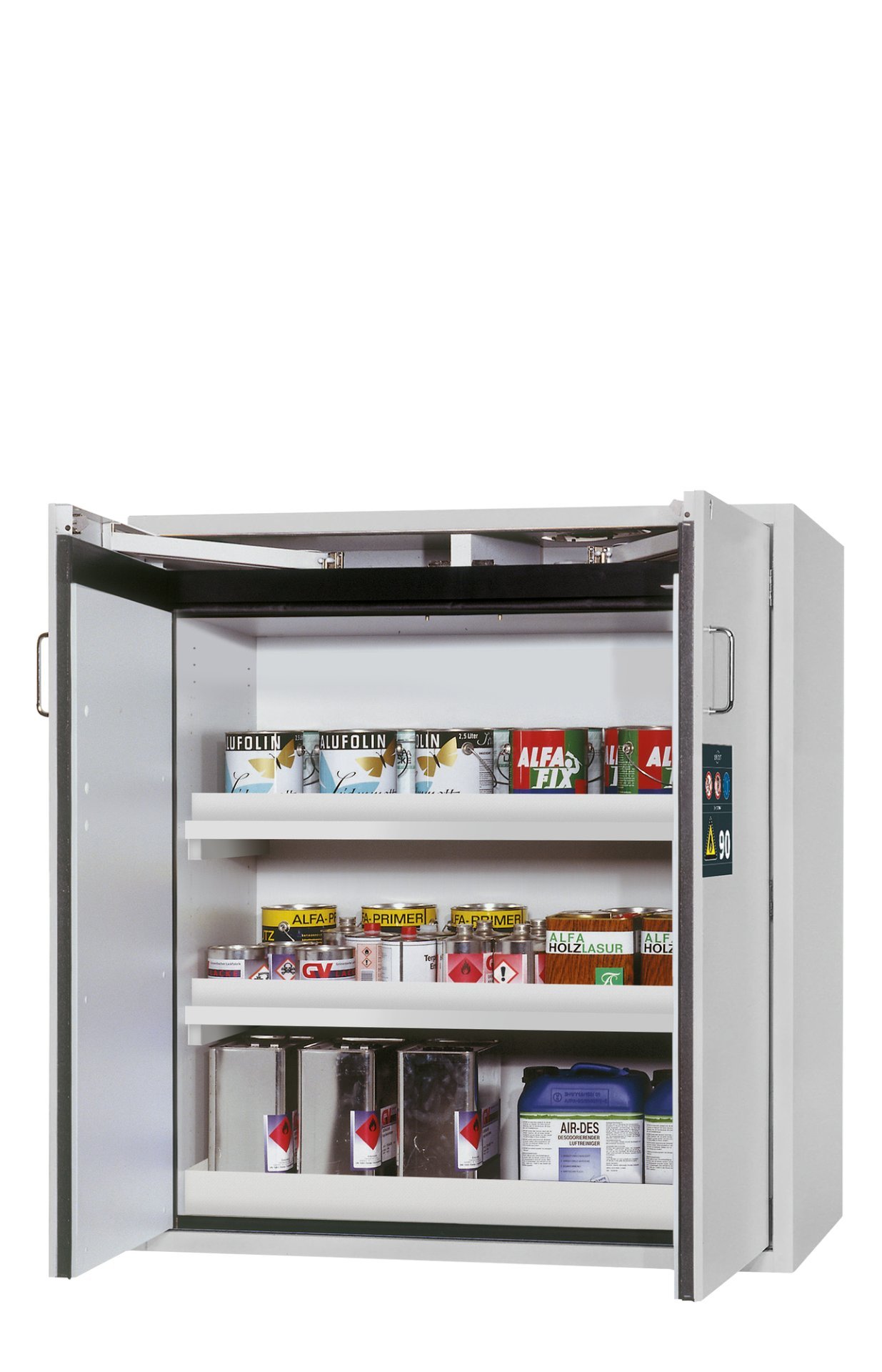 asecos Sicherheitsschrank S90.129.120.WDAS in Lichtgrau, 2x Wannenboden (Polypropylen) Produktbild img1 L