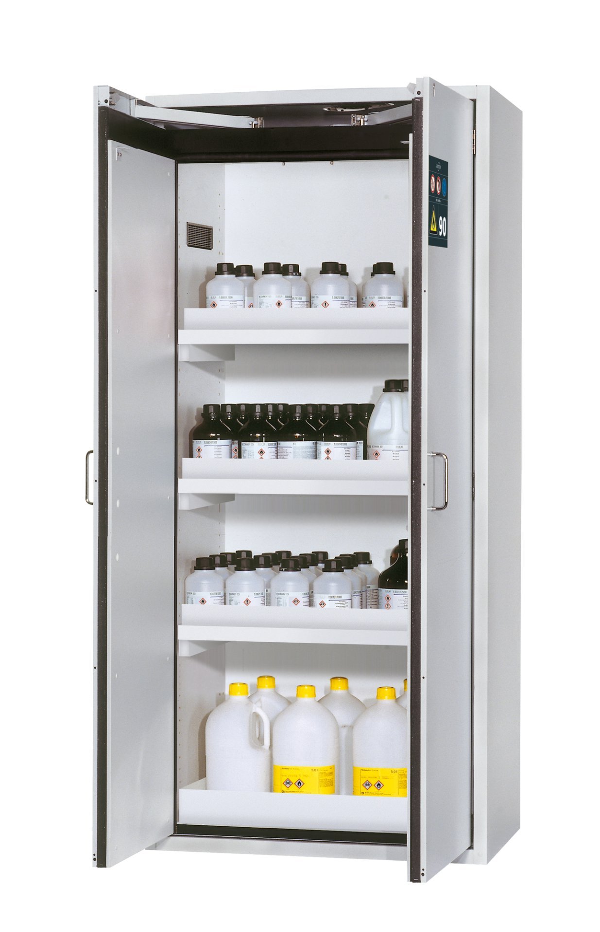 asecos Sicherheitsschrank S90.196.090.WDAS in Lichtgrau, 3x Wannenboden (Polypropylen) Produktbild img1 L