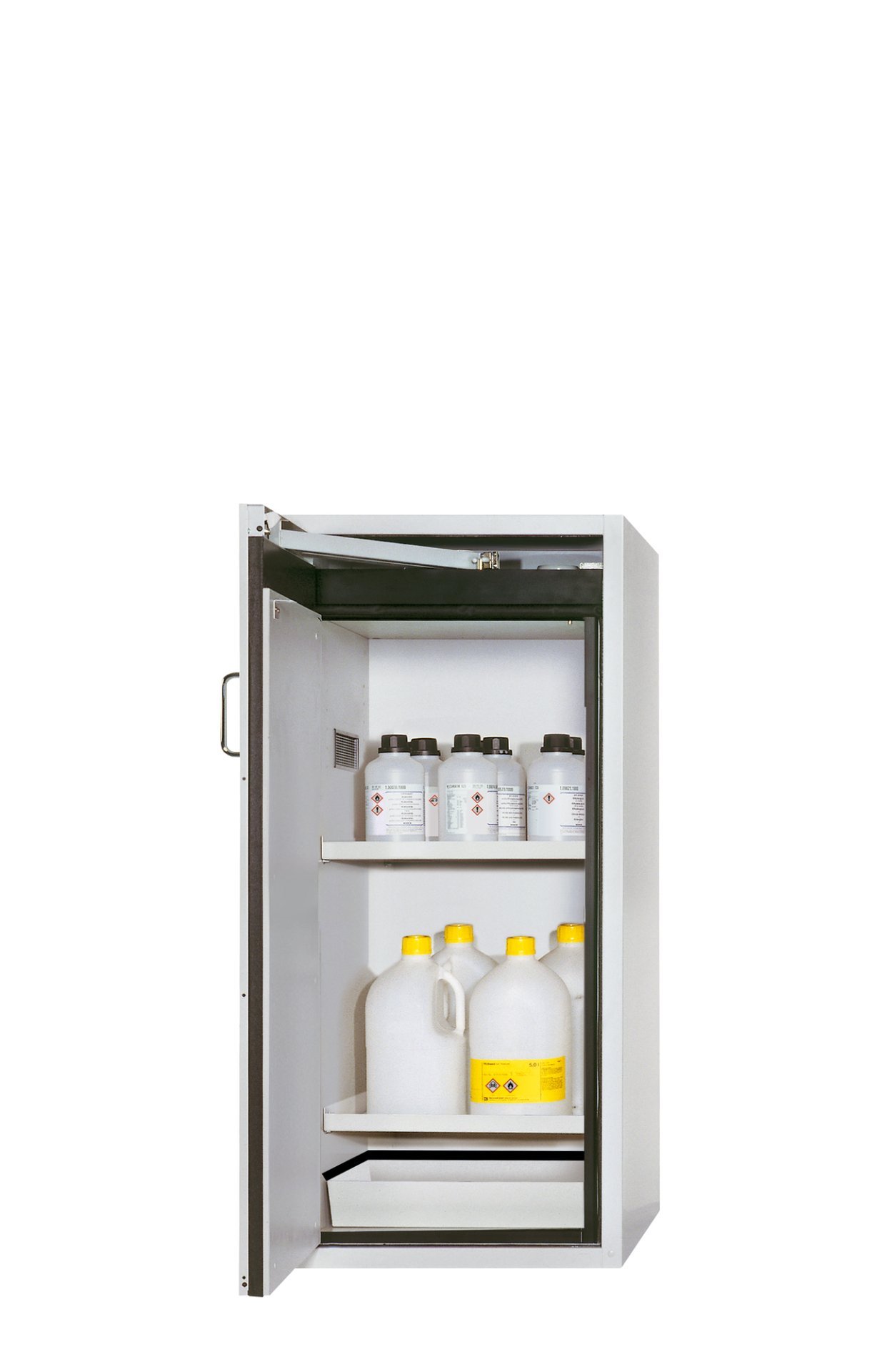 asecos Sicherheitsschrank S90.129.060.WDAS in Lichtgrau, 2x Fachboden (Stahlblech) Produktbild img1 L