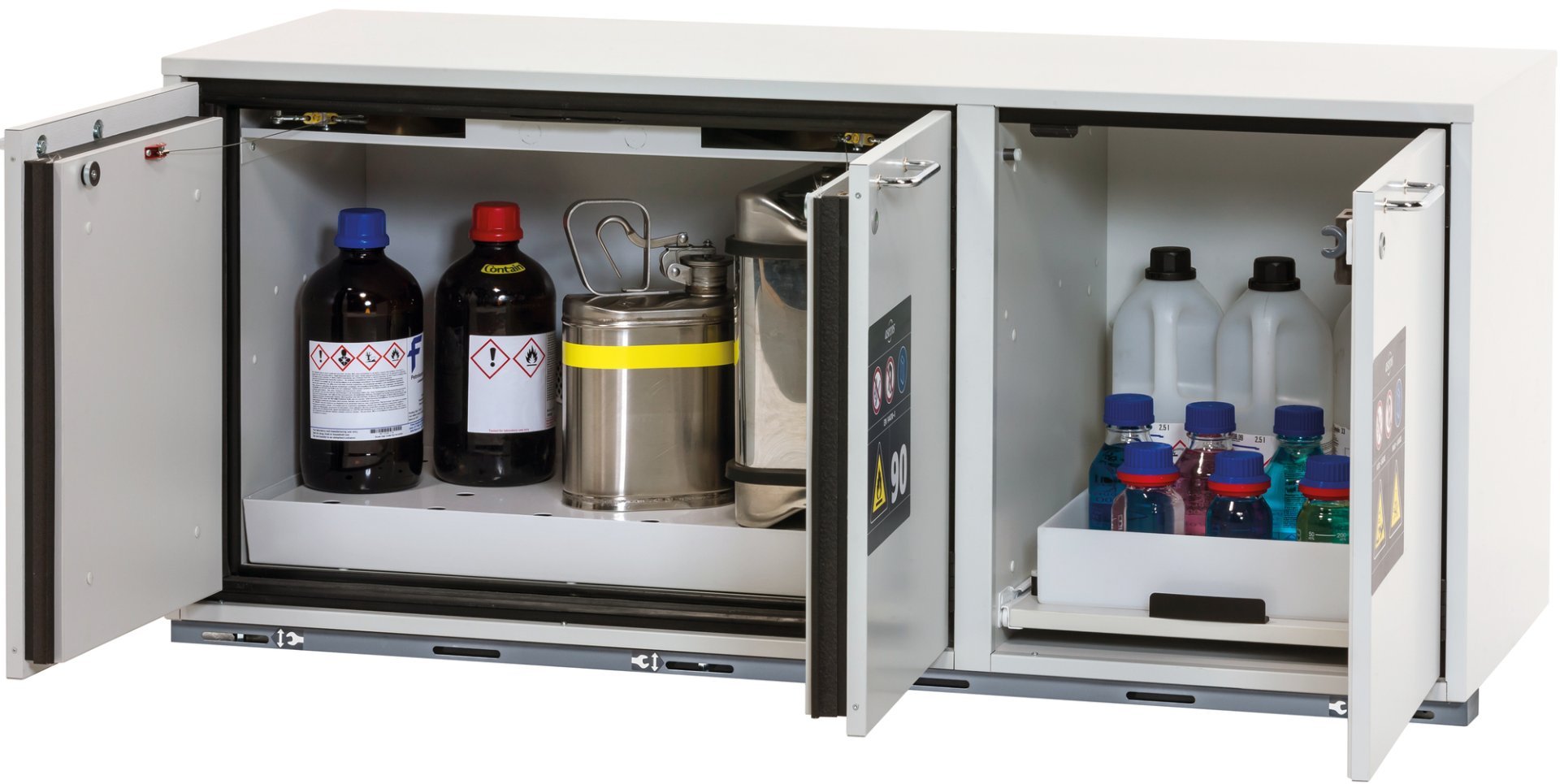 asecos Kombi-Sicherheitsschrank K-UB-90 UB.3T BxTxH(mm) 1402x502x601 Produktbild img1 L