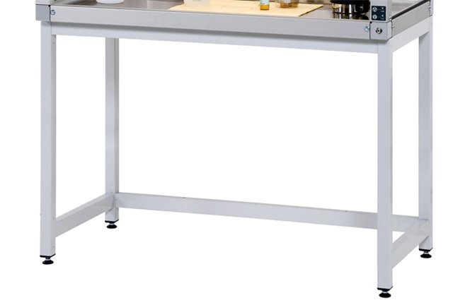 asecos Untergestell für stehende Tätigkeiten für Gefahrstoffarbeitsplatz Lichtgrau RAL 7035, Maße 1200x750x865 mm Produktbild img1 L