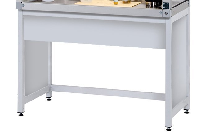 asecos Untergestell für stehende Tätigkeiten mit Verblendung für Gefahrstoffarbeitsplatz Lichtgrau RAL 7035, Maße 1200x750x865 mm Produktbild img1 L