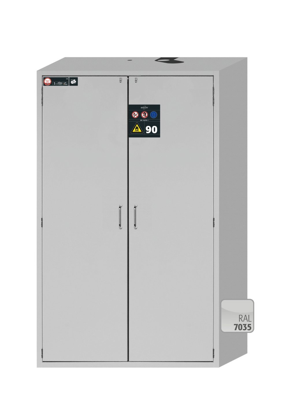 asecos Sicherheitsschrank S90.196.120.WDAS in Lichtgrau, 5x Auszugswanne (Edelstahl) Produktbild img1 L