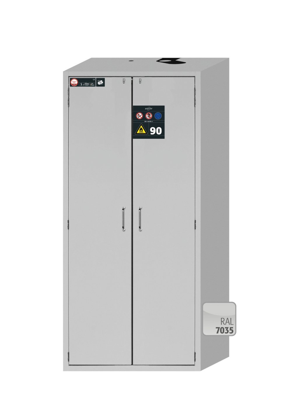 asecos Sicherheitsschrank S90.196.090.WDAS in Lichtgrau, 3x Wannenboden (Polypropylen) Produktbild img2 L
