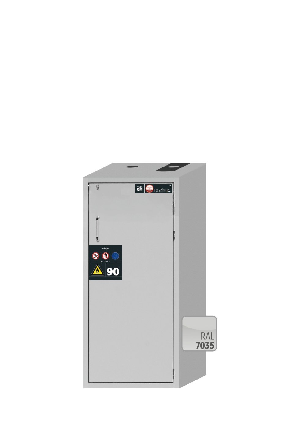 asecos Sicherheitsschrank S90.129.060.WDASR in Lichtgrau, 3x Auszugswanne (Edelstahl) Produktbild img1 L