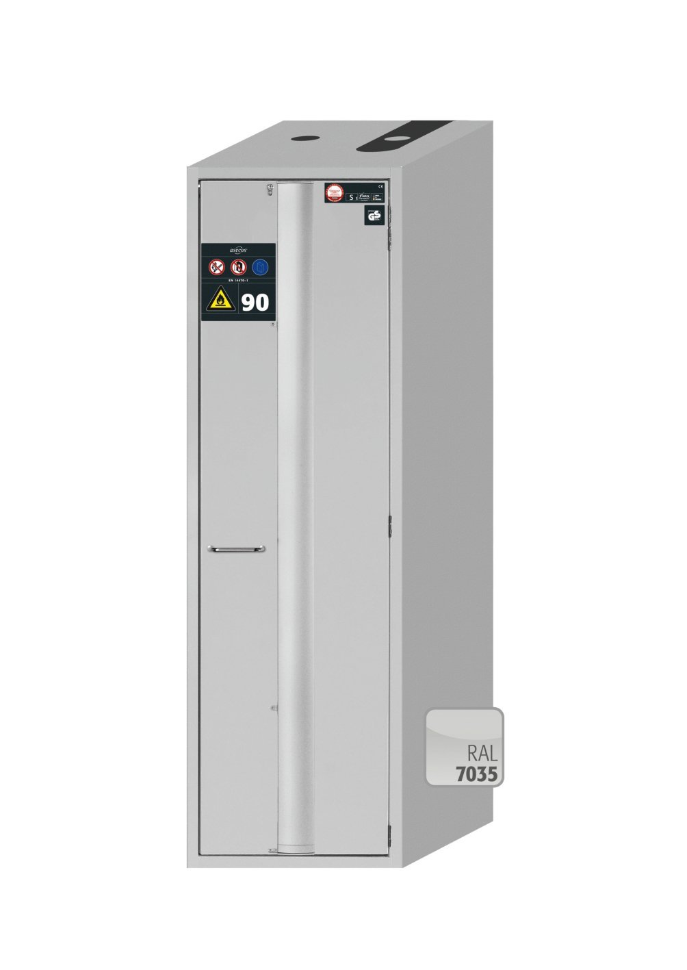 asecos Sicherheitsschrank S90.196.060.075.FDASR in Lichtgrau, Falttür, 4x Auszugswanne (Edelstahl) Produktbild img1 L