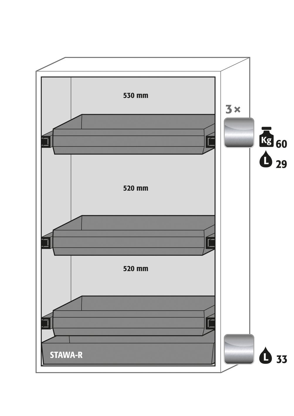 asecos Sicherheitsschrank S-PHOENIX Vol.2-90 FDAC BxTxH(mm) 1196x616x1968 Produktbild img2 L