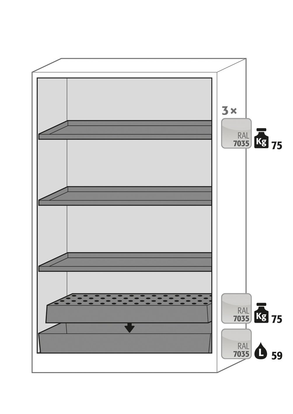 asecos Sicherheitsschrank S-PHOENIX-30 FDAS BxTxH(mm) 1202x598x1968 Produktbild img3 L