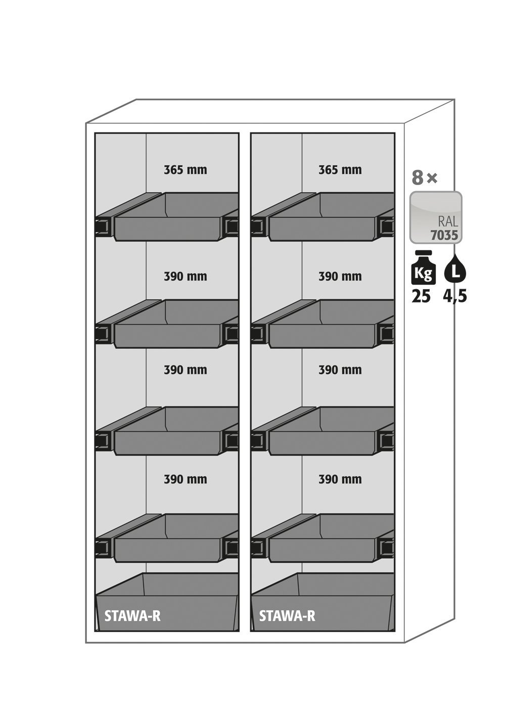 asecos Sicherheitsschrank S-PHOENIX-90 MV.FDAS BxTxH(mm) 1196x616x1968 Produktbild img2 L