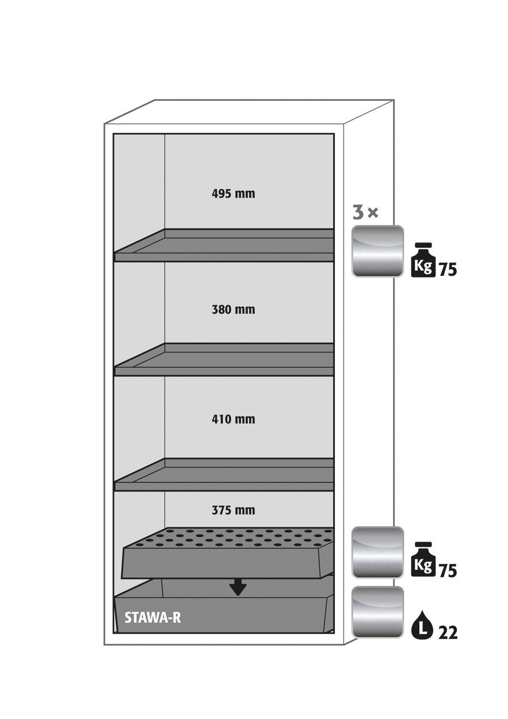 asecos Sicherheitsschrank S-CLASSIC-90 WD BxTxH(mm) 896x616x1968 Produktbild img3 L