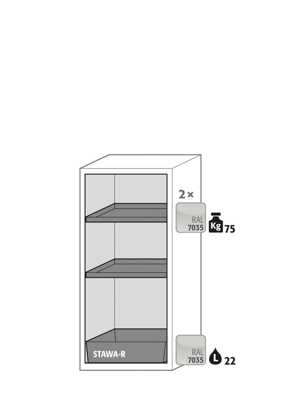 asecos Sicherheitsschrank S-CLASSIC-90 WDL BxTxH(mm) 596x616x1298 Produktbild img3 L