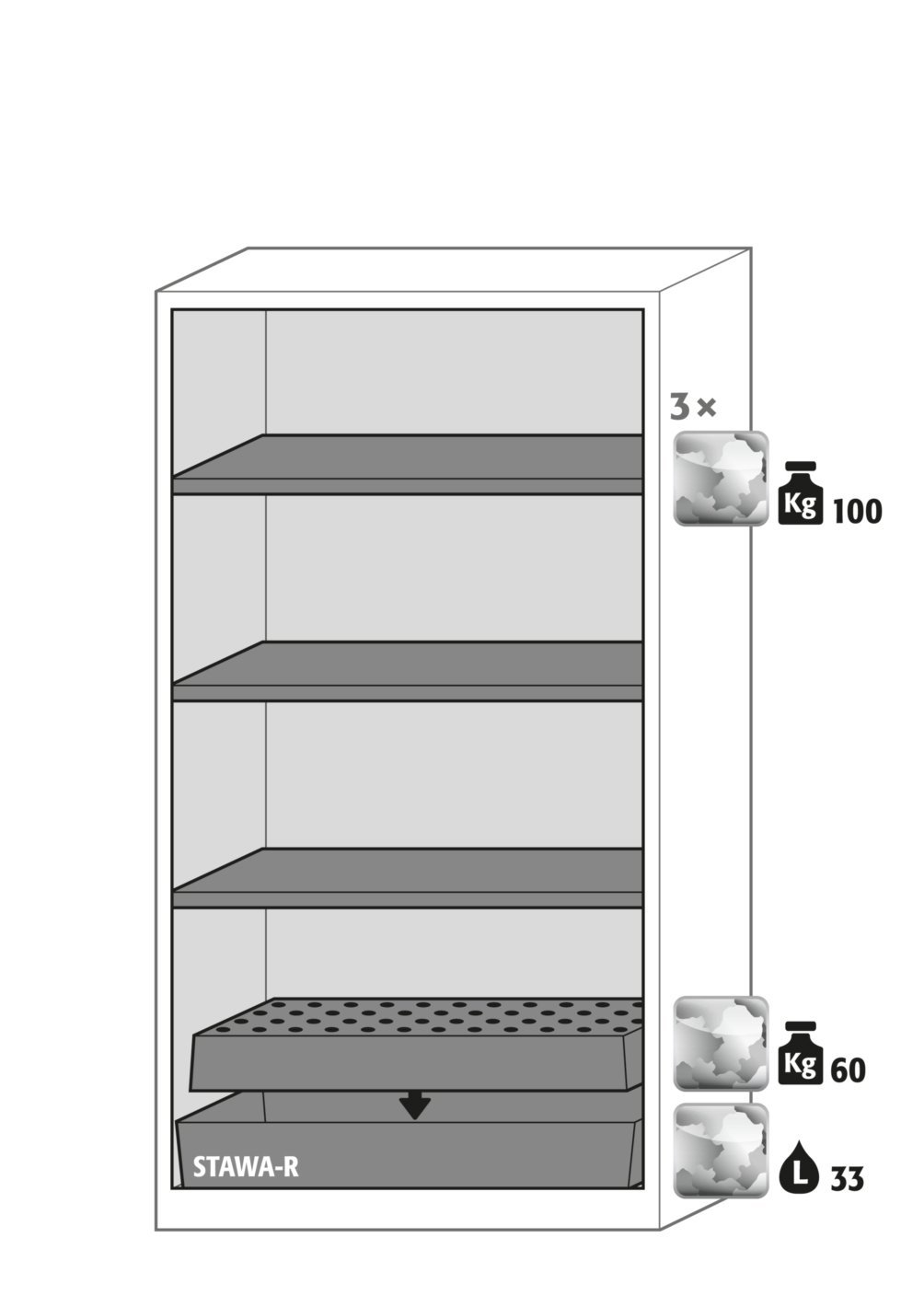 asecos Chemikalienschrank CS-PHOENIX FD BxTxH(mm) 1055x520x1950 Produktbild img2 L