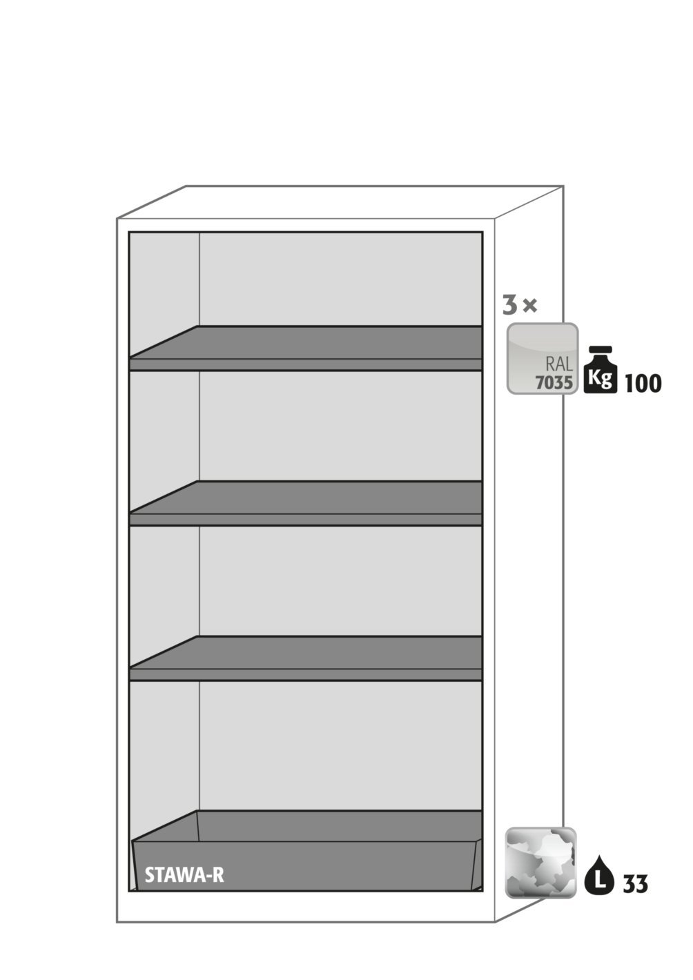 asecos Chemikalienschrank CS-CLASSIC WD BxTxH(mm) 1055x520x1950 Produktbild img2 L