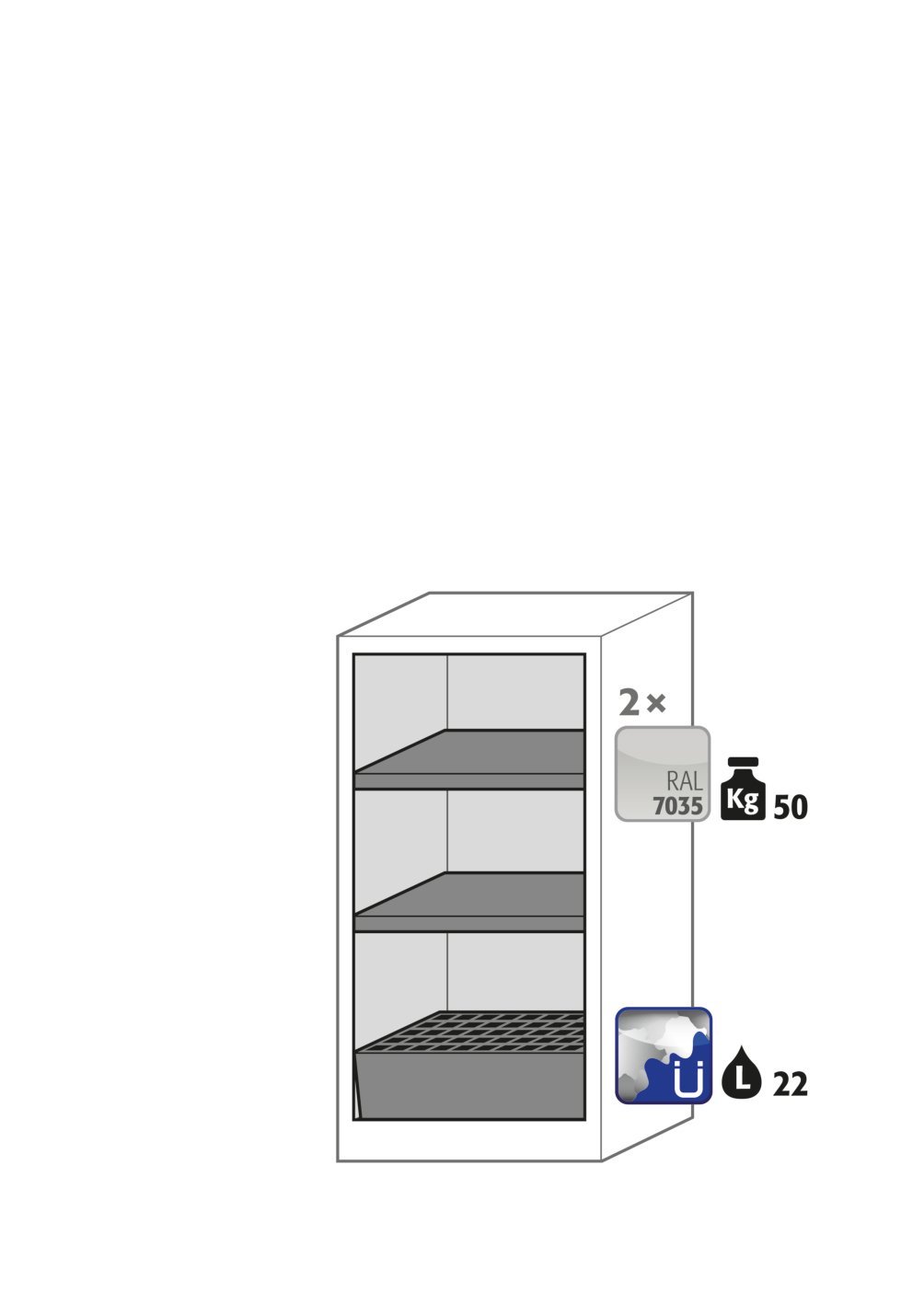 Chemikalienschrank CS-CLASSIC-G WDFWR BxTxH(mm) 545x520x1105 Produktbild img2 L