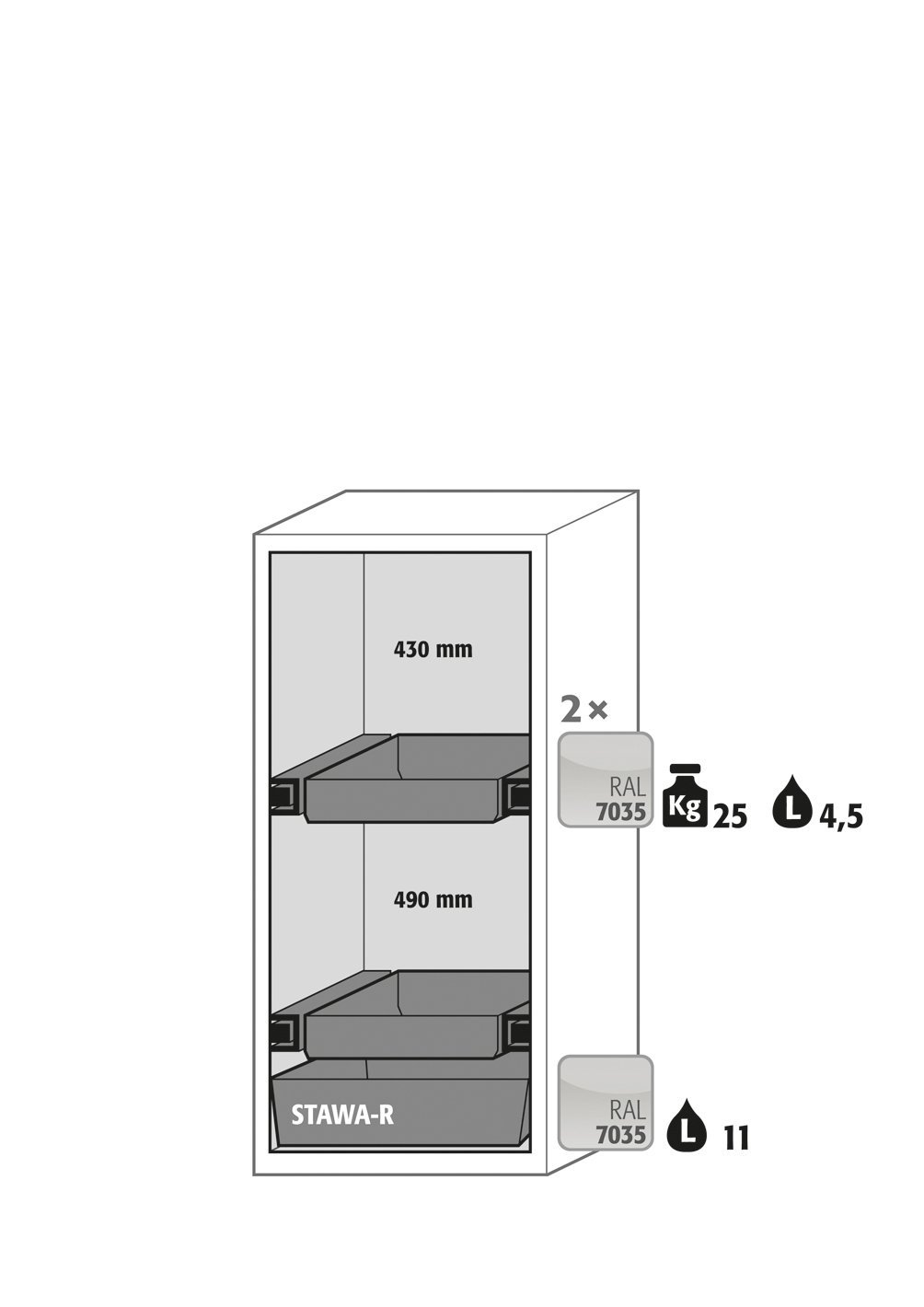 asecos Sicherheitsschrank S-PEGASUS-90 WDACL BxTxH(mm) 596x616x1298 Produktbild img2 L