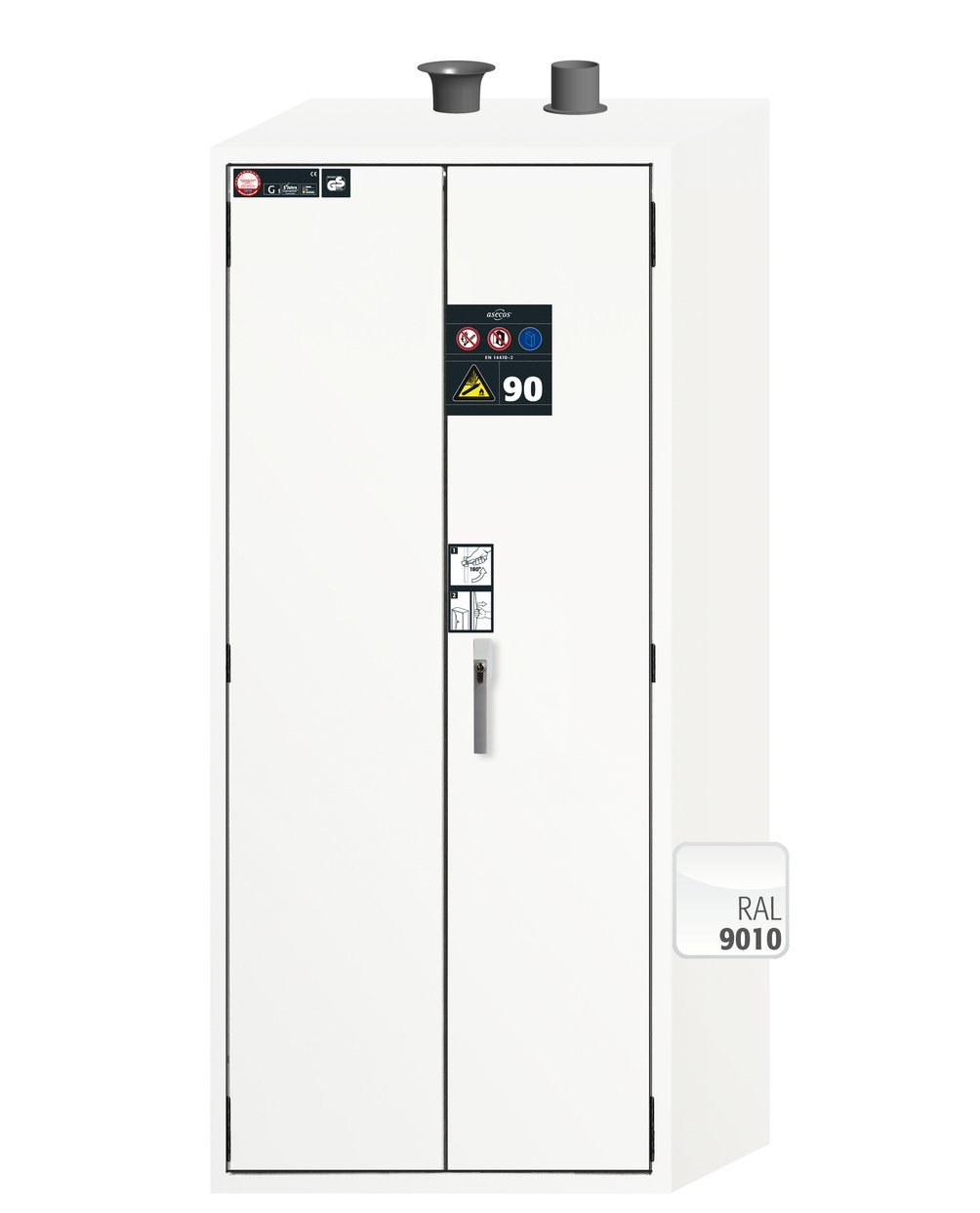asecos Druckgasflaschenschrank G-ULTIMATE-90 WD BxTxH(mm) 898x615x2050 Produktbild img2 L