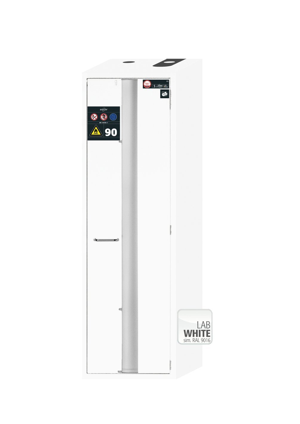 Sicherheitsschrank S90.196.060.FDASR in Laborweiß (ähnl. RAL 9016), Falttür, 4x Fachboden (Edelstahl) Produktbild img2 L
