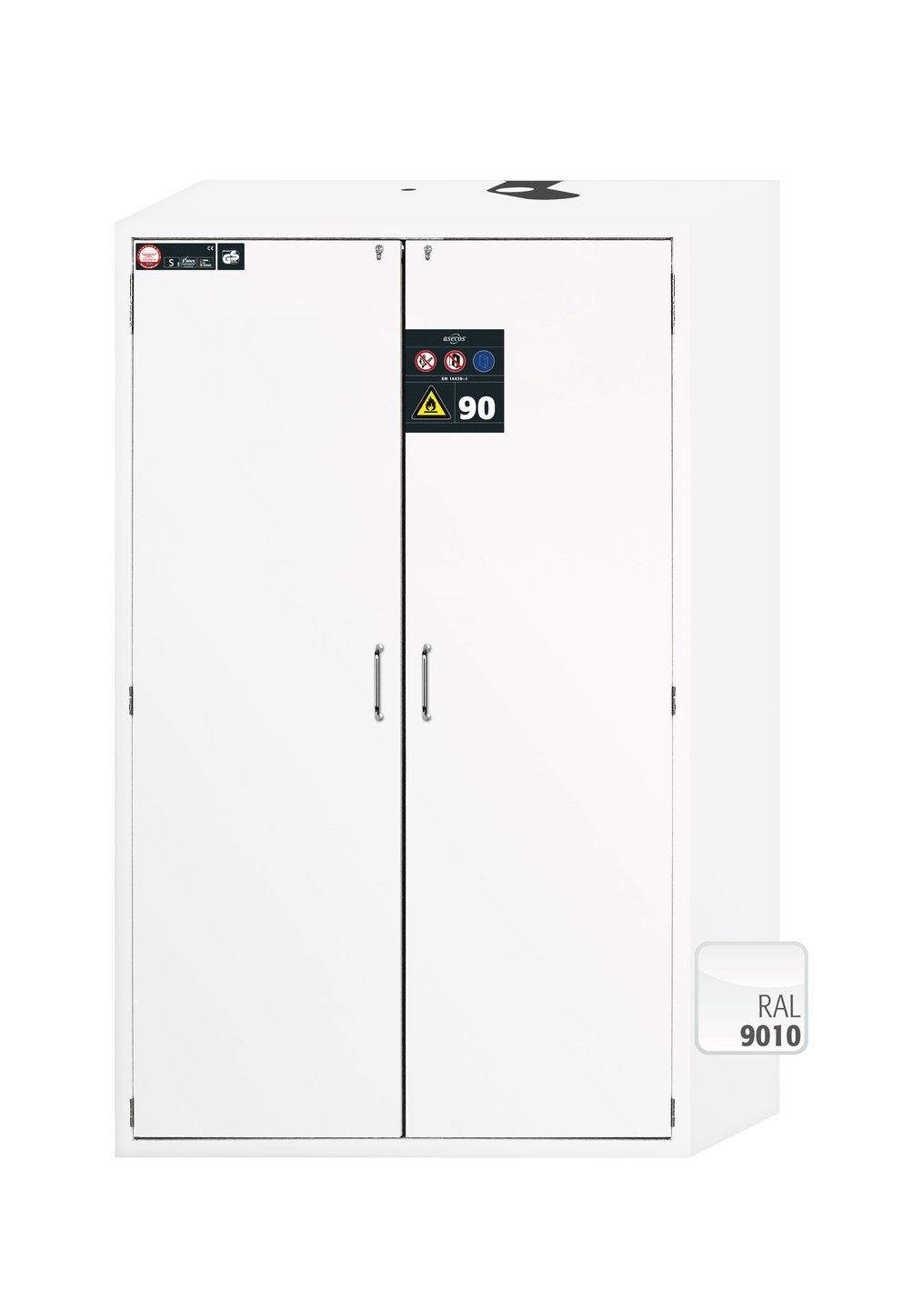 Sicherheitsschrank S90.196.120.WDAS in Laborweiß (ähnl. RAL 9016), 5x Auszugswanne (Stahlblech) Produktbild img1 L