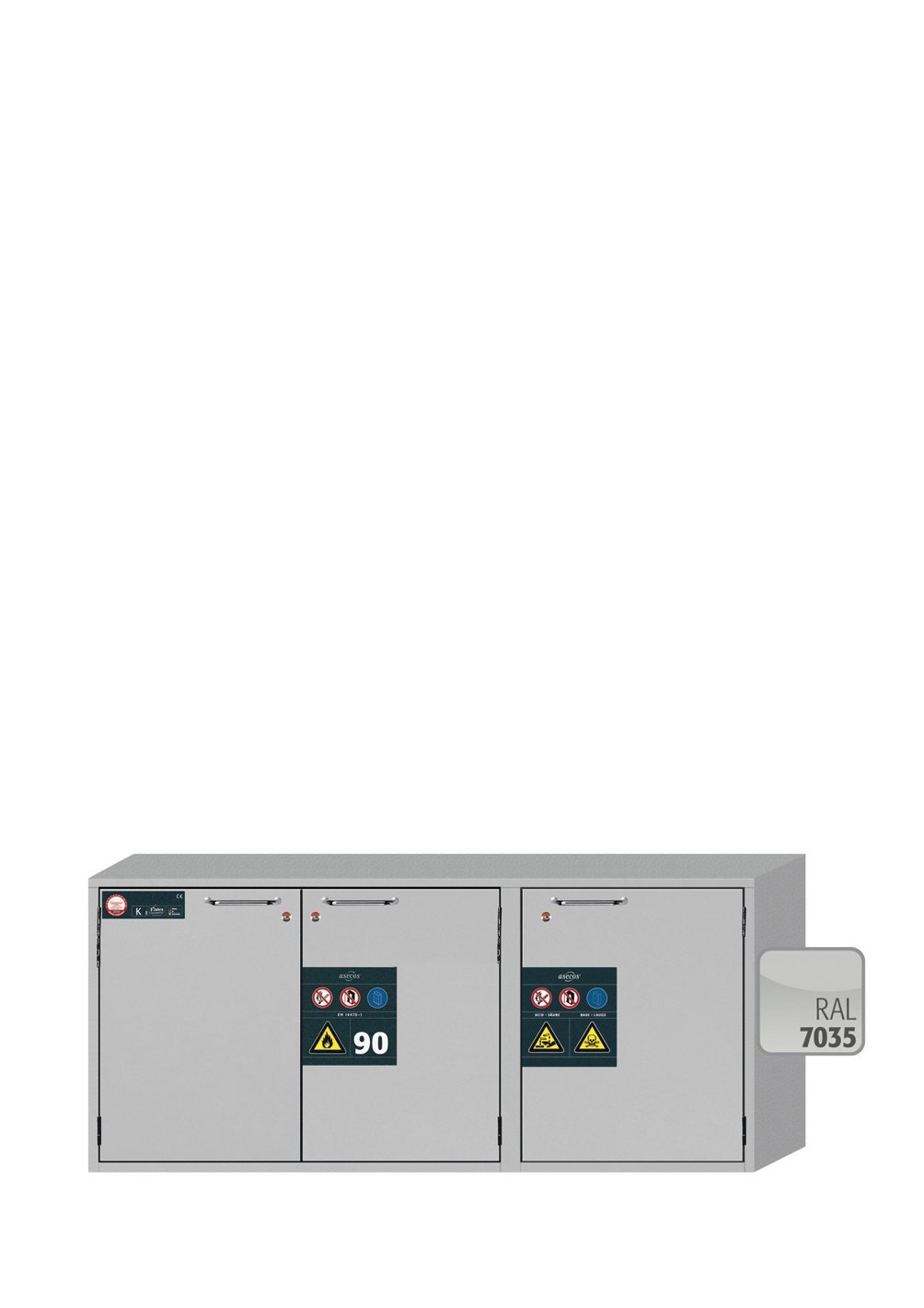 asecos Kombi-Sicherheitsschrank K-UB-90 UB.3T BxTxH(mm) 1402x502x601 Produktbild img2 L