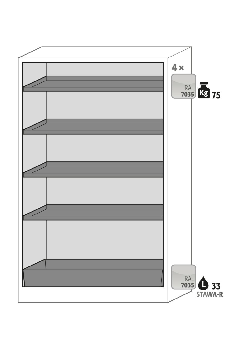 asecos Sicherheitsschrank Q-CLASSIC-30 FU.WDAS BxTxH(mm) 1164x620x1947 Produktbild img3 L