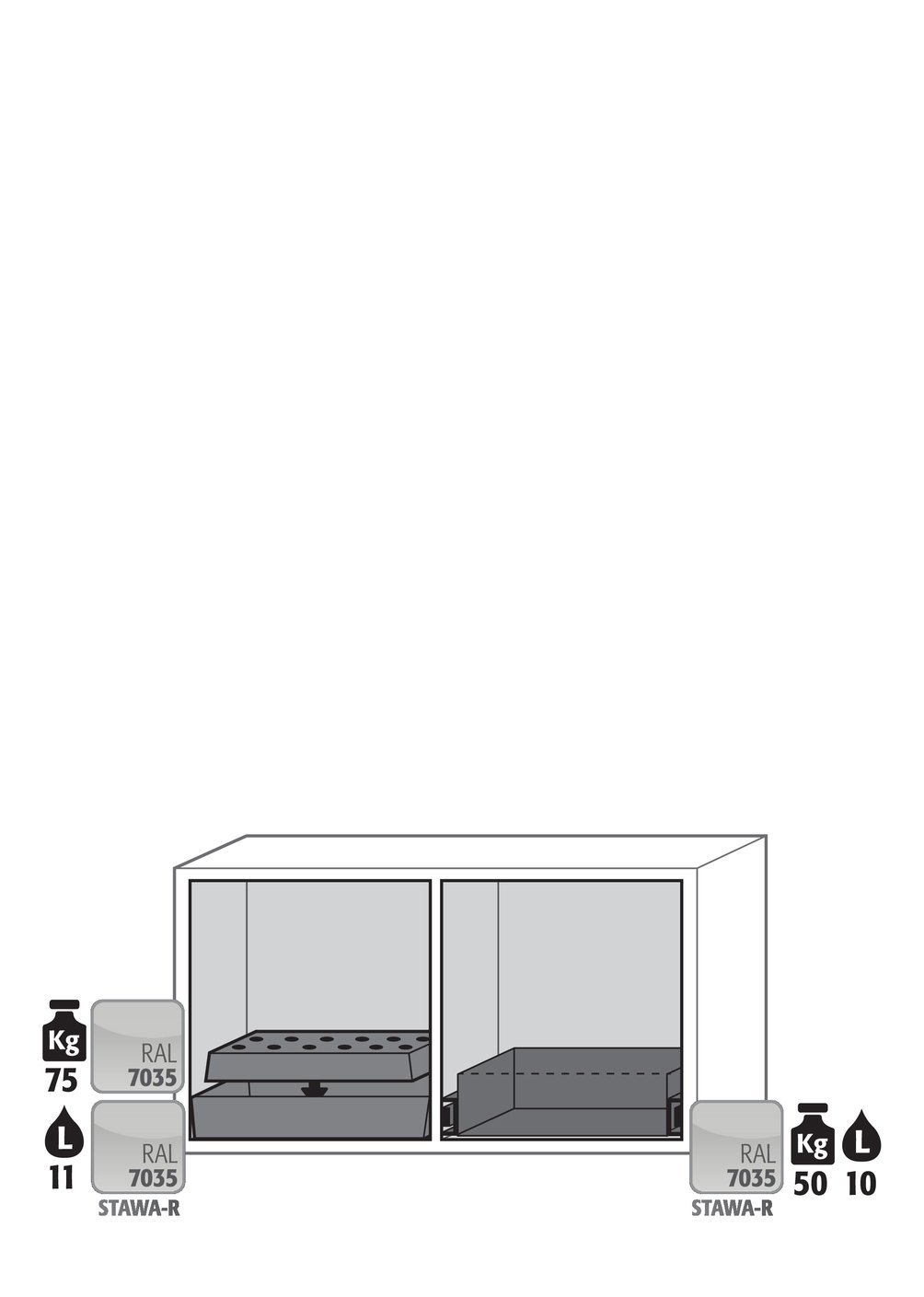 Sicherheitsunterbauschrank UB-ST-90 ST BxTxH(mm) 1102x502x600 Produktbild img3 L