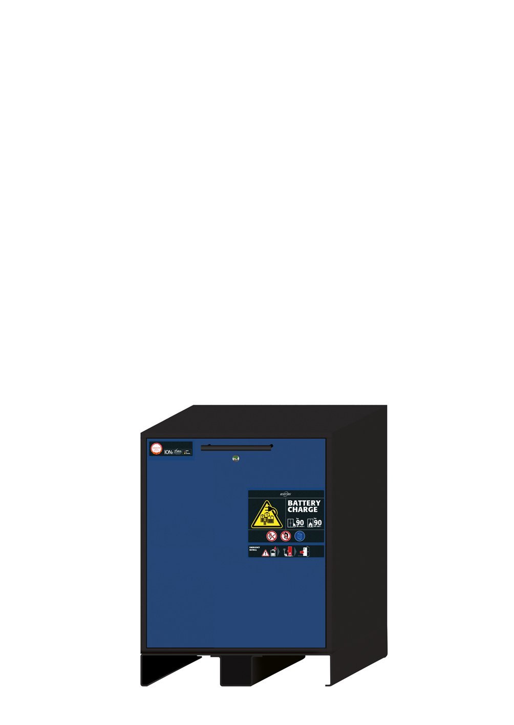 asecos BATTERY CHARGE Ladeschrank IO90.078.059.057.U9.S in Anthrazitgrau, Schublade in Enzianblau, 1x 2. Auszugsebene (Stahlblech) Produktbild img2 L