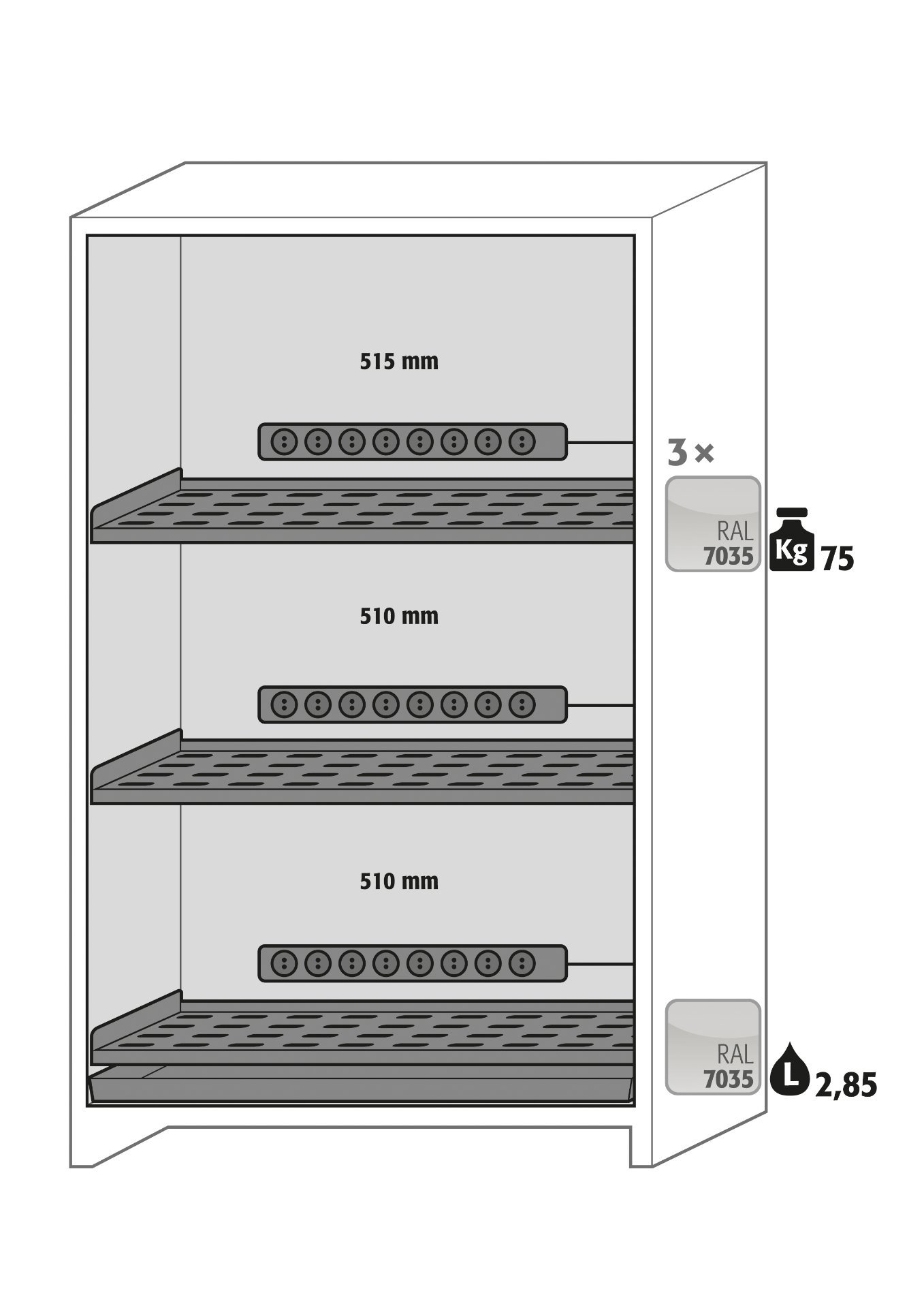 asecos Sicherheitsschrank ION-ULTRA-90 WDAC BxTxH(mm) 1193x650x1953 Produktbild img2 L