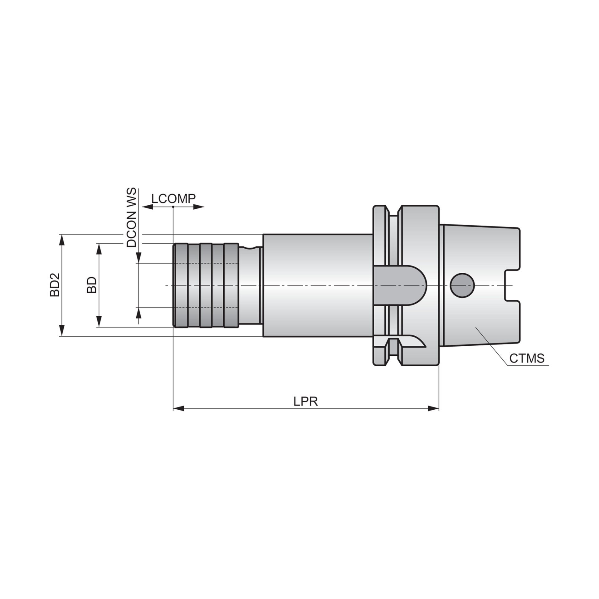 Dormer Pramet Gewindeschneid-Schnellwechselfutter mit Längenausgleich HSK-A-QTCC Produktbild img2 L