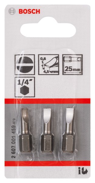 Bosch Schrauberbit Extra-Hart S 0,6 x 4,5, 25 mm, 3er-Pack Produktbild img2 L