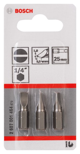 Bosch Schrauberbit Extra-Hart S 1,0 x 5,5, 25 mm, 3er-Pack Produktbild img2 L