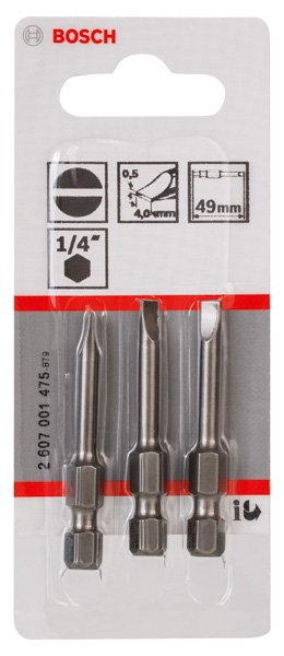 Bosch Schrauberbit Extra-Hart S 0,5 x 4,0, 49 mm, 3er-Pack Produktbild img2 L